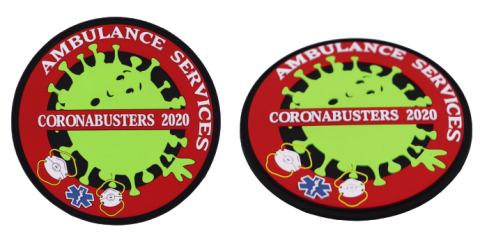 pvc rubber emblemen patches badges merchandise bestellen laten maken kopen corona busters